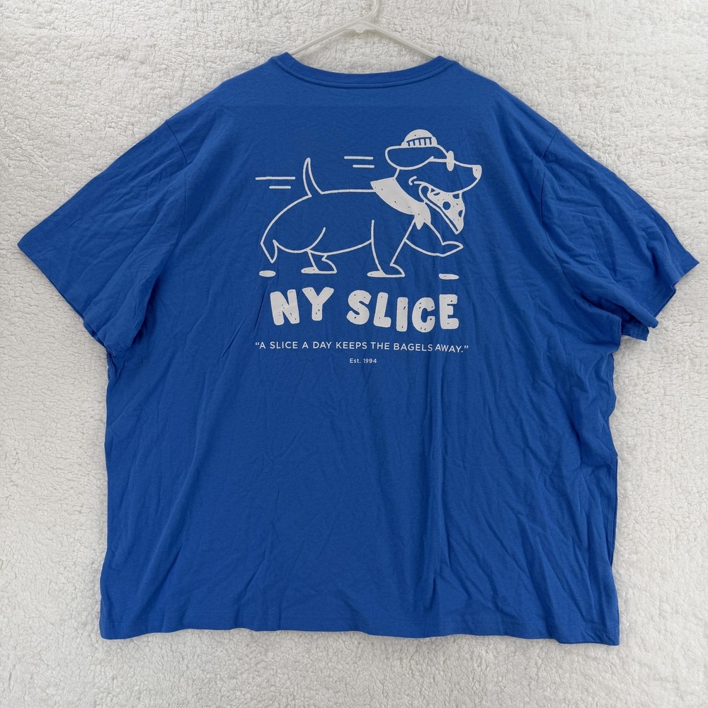 Old Navy Mens‎ 4XL Blue NY Slice Pizza Dog Graphic Soft Washed Cotton Shirt NWT